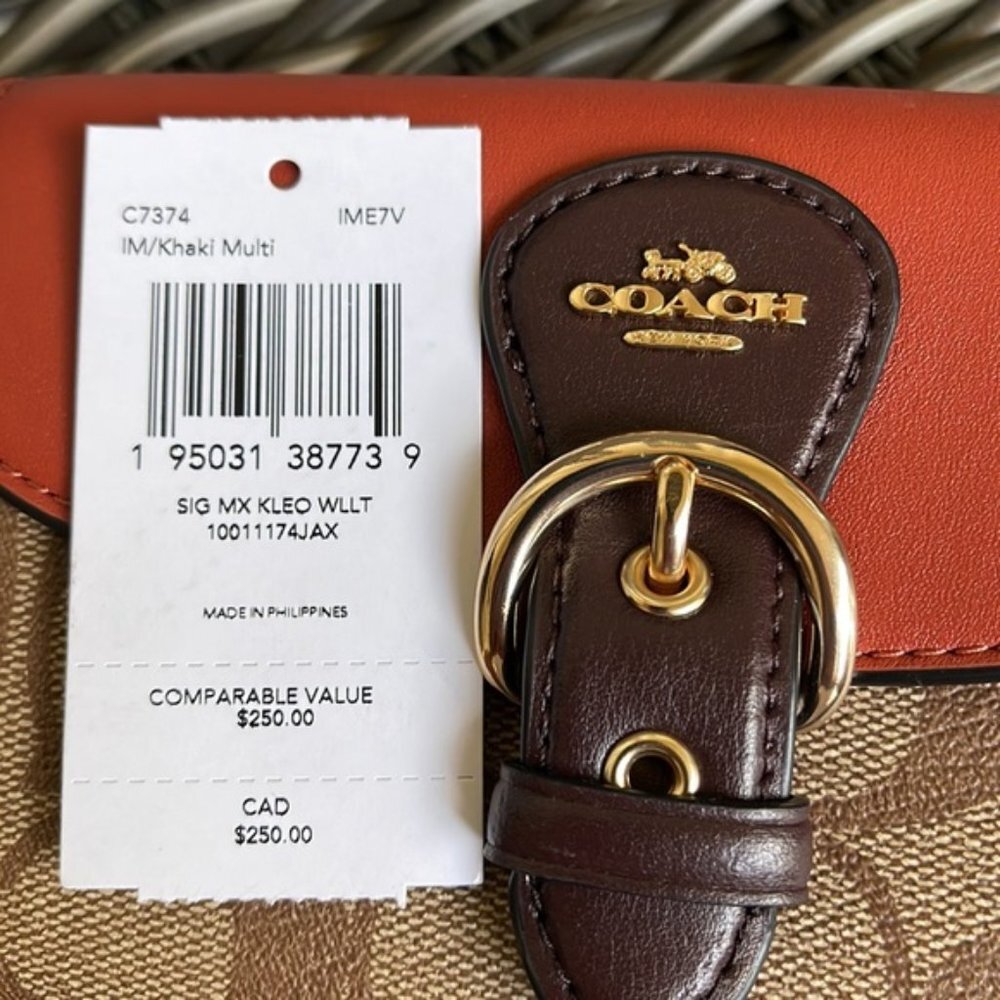 Coach Kleo Wallet In Signature Canvas Khaki Multi - Picture 4 of 16